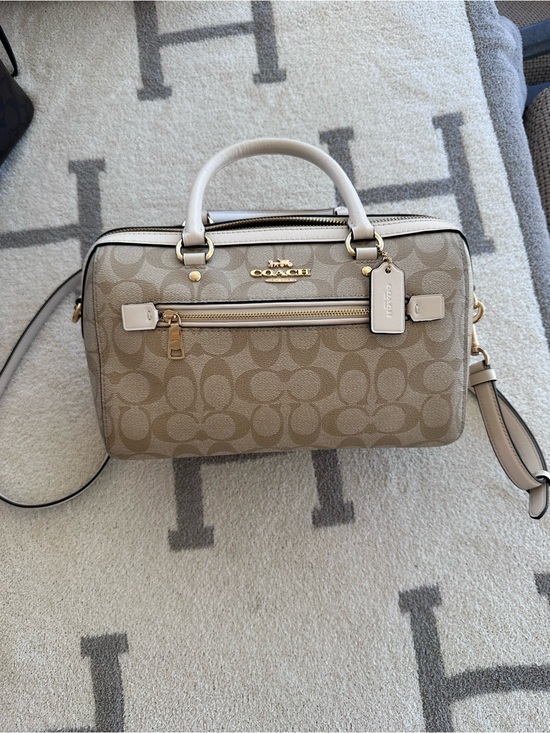 Coach Handbags - Coach Beige Signature Satchel with Chalk Trim